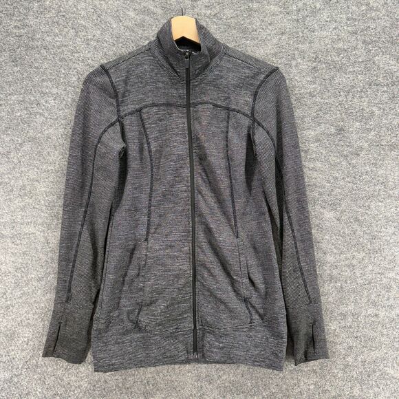 Old Navy Activewear Track Jacket Women XS Gray Striped Full Zip Long Sleeve - Picture 1 of 7